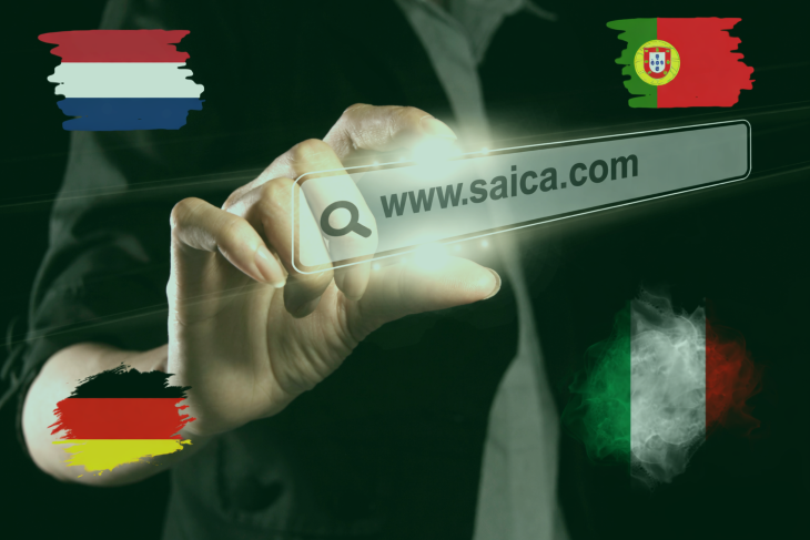 De website van de Saica Groep, nu ook in het Duits, Nederlands, Italiaans en Portugees