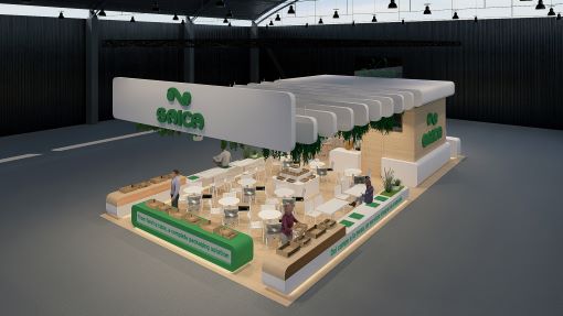 Représentation virtuelle du stand du Groupe Saica à Fruit Attraction 2025.